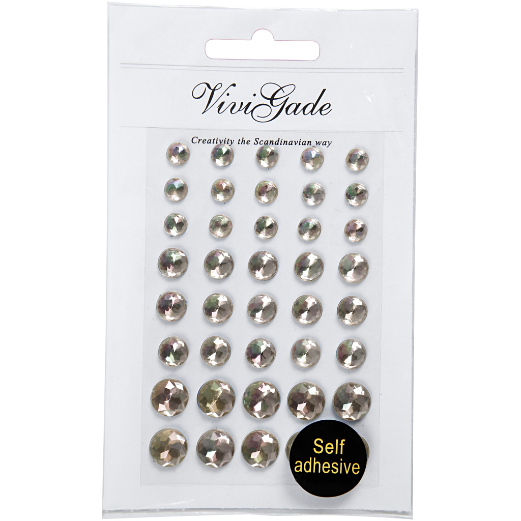 Strass, suurus 6+8+10 mm, kristall, 40 tk/ 1 pakk - Pilt 2
