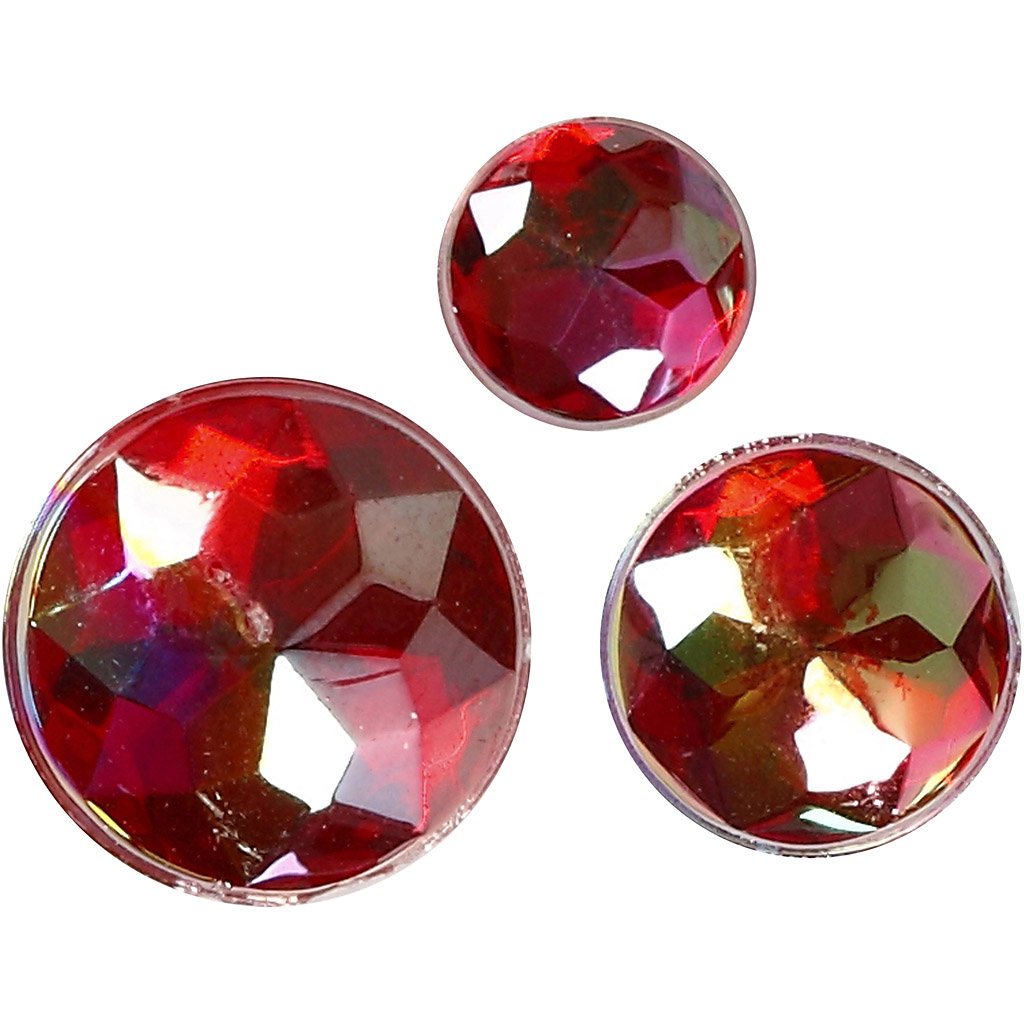 Strass, suurus 6+8+10 mm, punane, 40 tk/ 1 pakk - Image 3