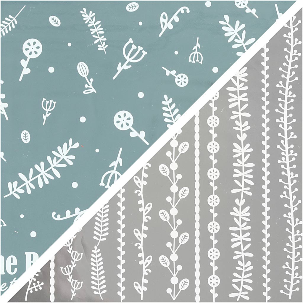 Deco foolium- ja ülekandelehed, kevadlilled, leht 15x15 cm, hõbedane, türkiissinine, 2x2 lehte/ 1 pakk - Image 3