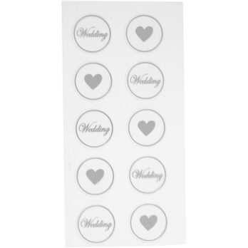 Kleebised, süda - pulm, dia. 25 mm, leht 7,8x15,5 cm, must, 2 perselehte/ 1 pakk