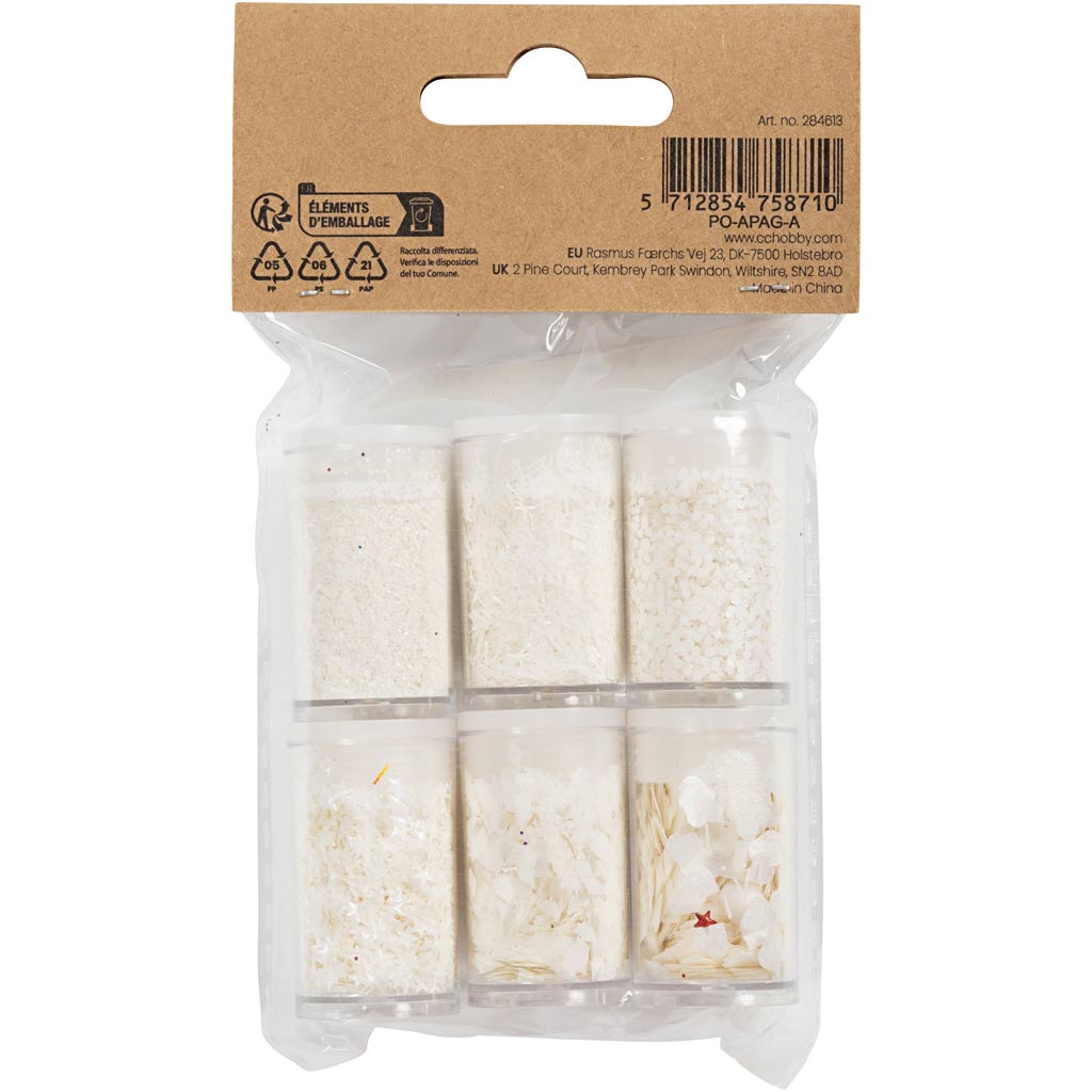 Biolagunevad sädemed ja paelad, hõbedane, valge, 6x7 ml/ 1 pakk - Image 3