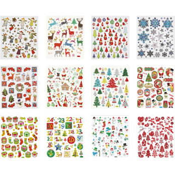 Kleebiste raamat, jõulud, leht 15x16,5 cm, ca. 584 tk, 12 lehte/ 1 pakk