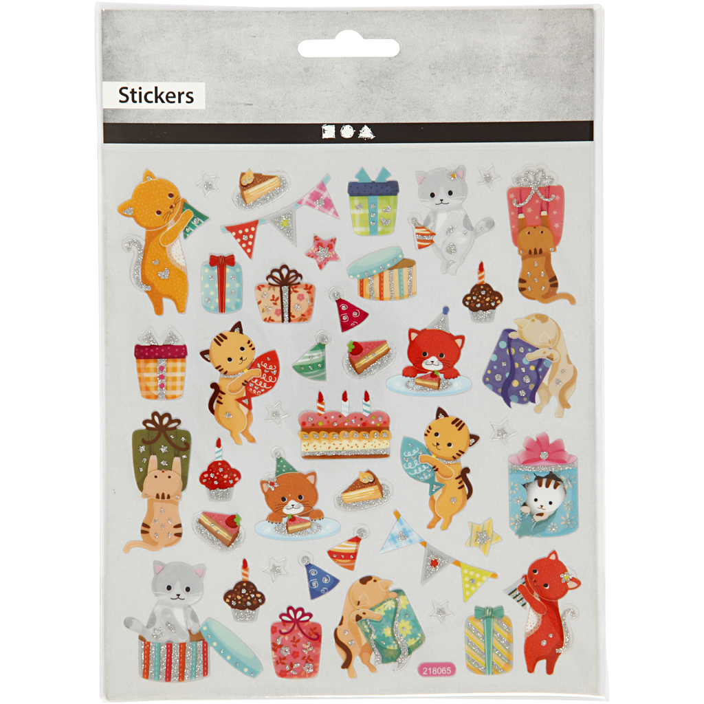 Kleebised, sünnipäevakassid, leht 15x16,5 cm, ca. 38 tk, 1 leht - Image 2