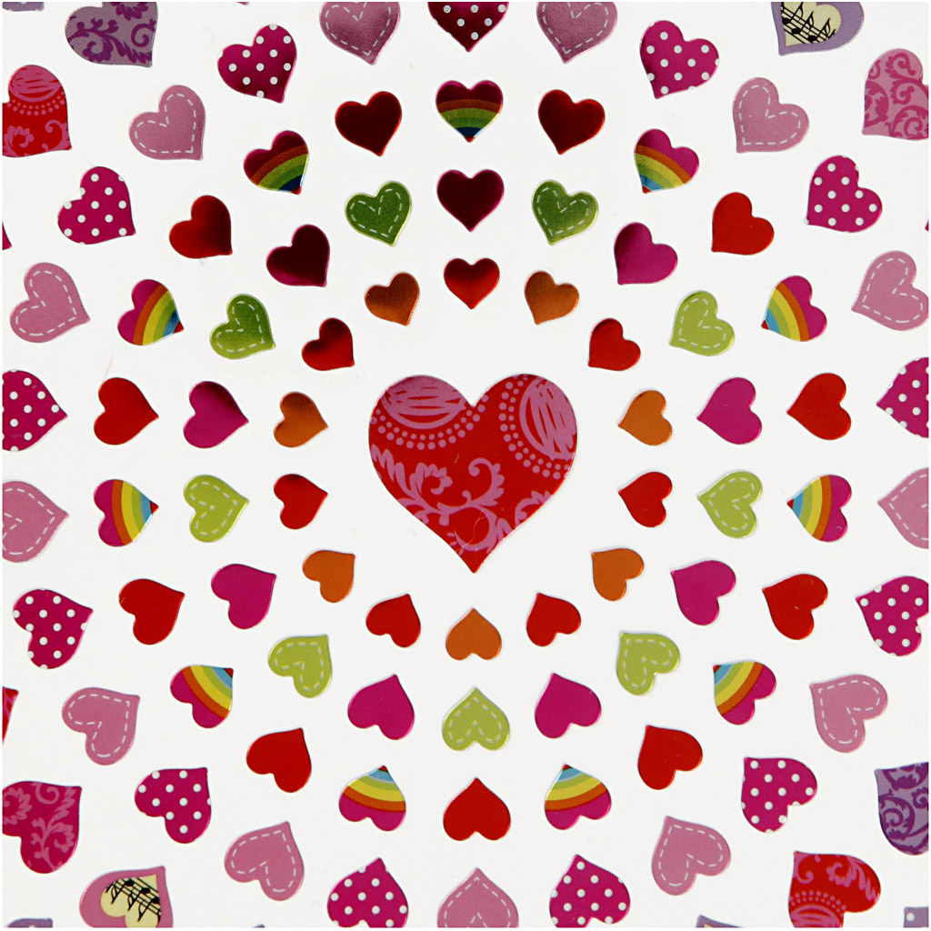 Kleebised, väikesed südamed, leht 15x16,5 cm, ca. 108 tk, 1 leht - Image 4