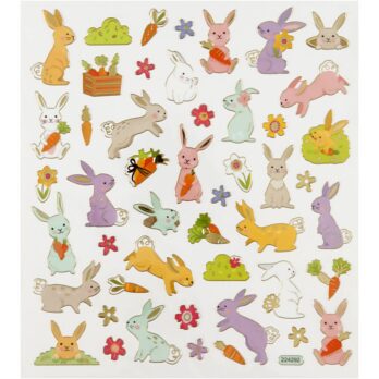 Kleebised, lihavõttejänes, leht 15x16,5 cm, u. 50 tk, 1 leht