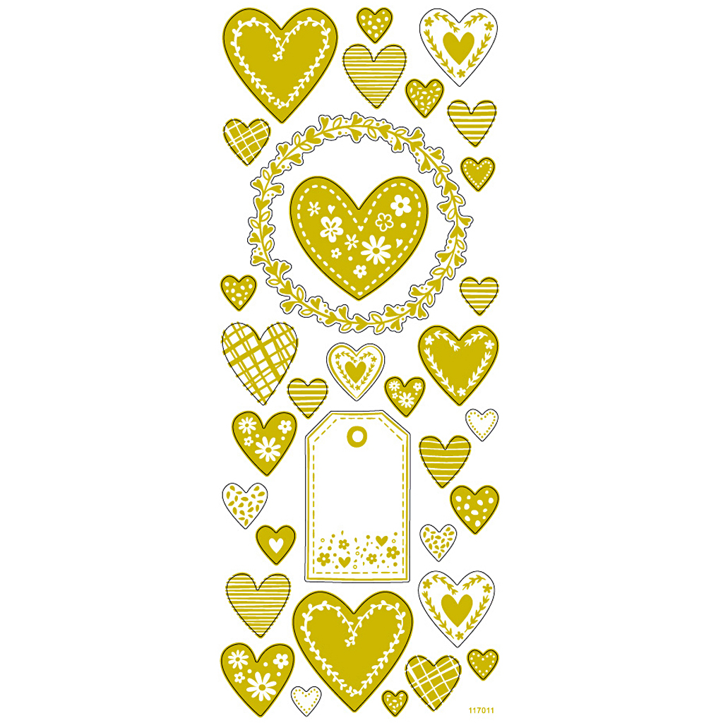 Kleebised, südamed, leht 10x24 cm, ca. 33 tk, kuldne, 1 leht - Image 4