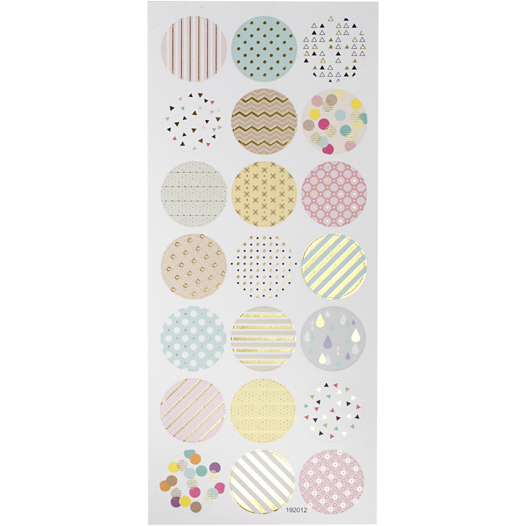 Kleebised, pastellid, leht 10x23 cm, ca. 21 tk, 1 leht