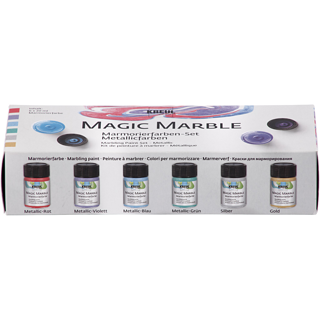 Magic Marble Paint, metallist värvid, 6x20 ml/ 1 pakend - Image 2