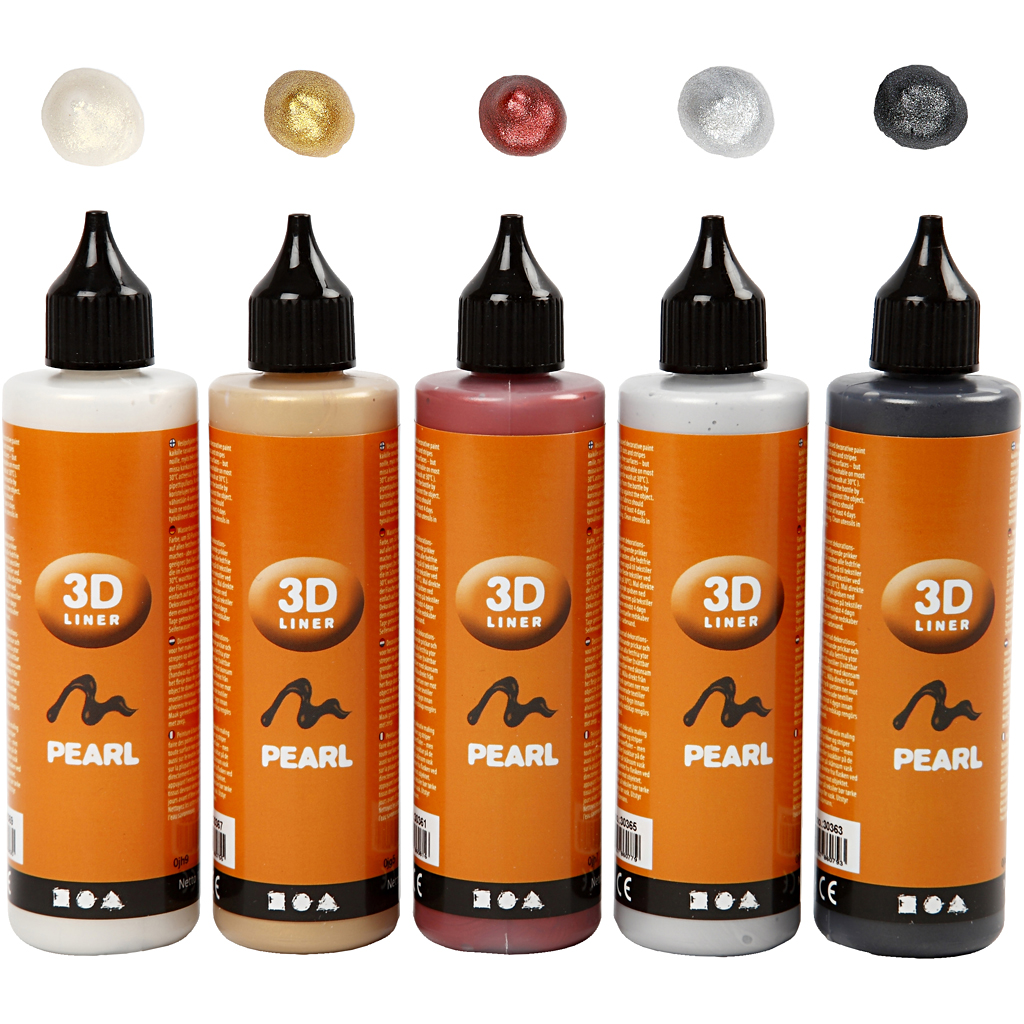 3D Liner, metallik, läbipaistmatu, metallikvärvid, 5x100 ml/ 1 pakk