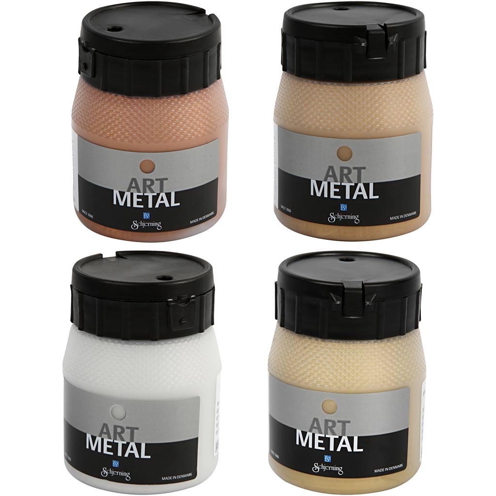 Craft Paint Metallic, nr. 5190, 5102, 5104, 5110, vask, hele kuld, keskmine kuld, hõbe, 4x250 ml/ 1 pakk