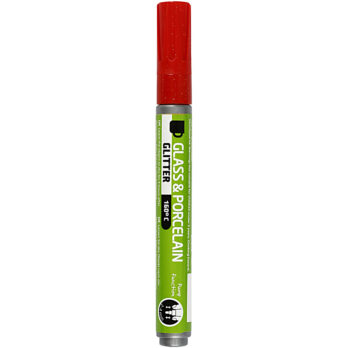 Klaas- ja portselanimarker, glitter, joon 2-4 mm, poolpaks, punane, 1 tk.