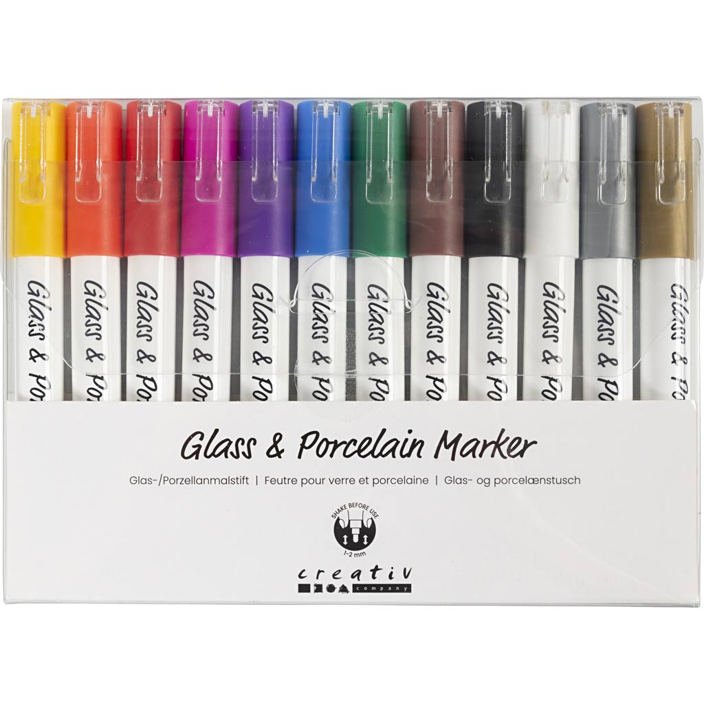 Klaas- ja portselanimarker, joon 1-2 mm, poolpaks, värvide valik, 12 tk/ 1 pakk - Image 2
