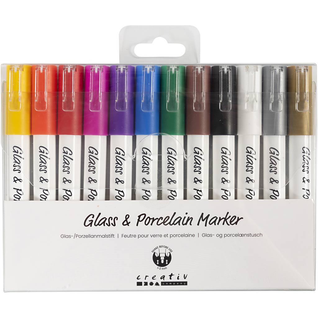Klaas- ja portselanimarker, joon 1-2 mm, poolpaks, värvide valik, 12 tk/ 1 pakk - Image 5