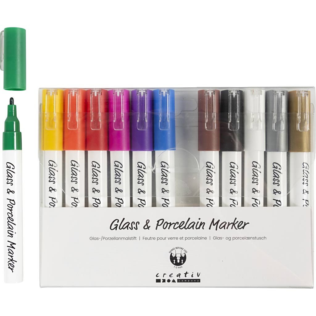 Klaas- ja portselanimarker, joon 1-2 mm, poolpaks, värvide valik, 12 tk/ 1 pakk - Image 7