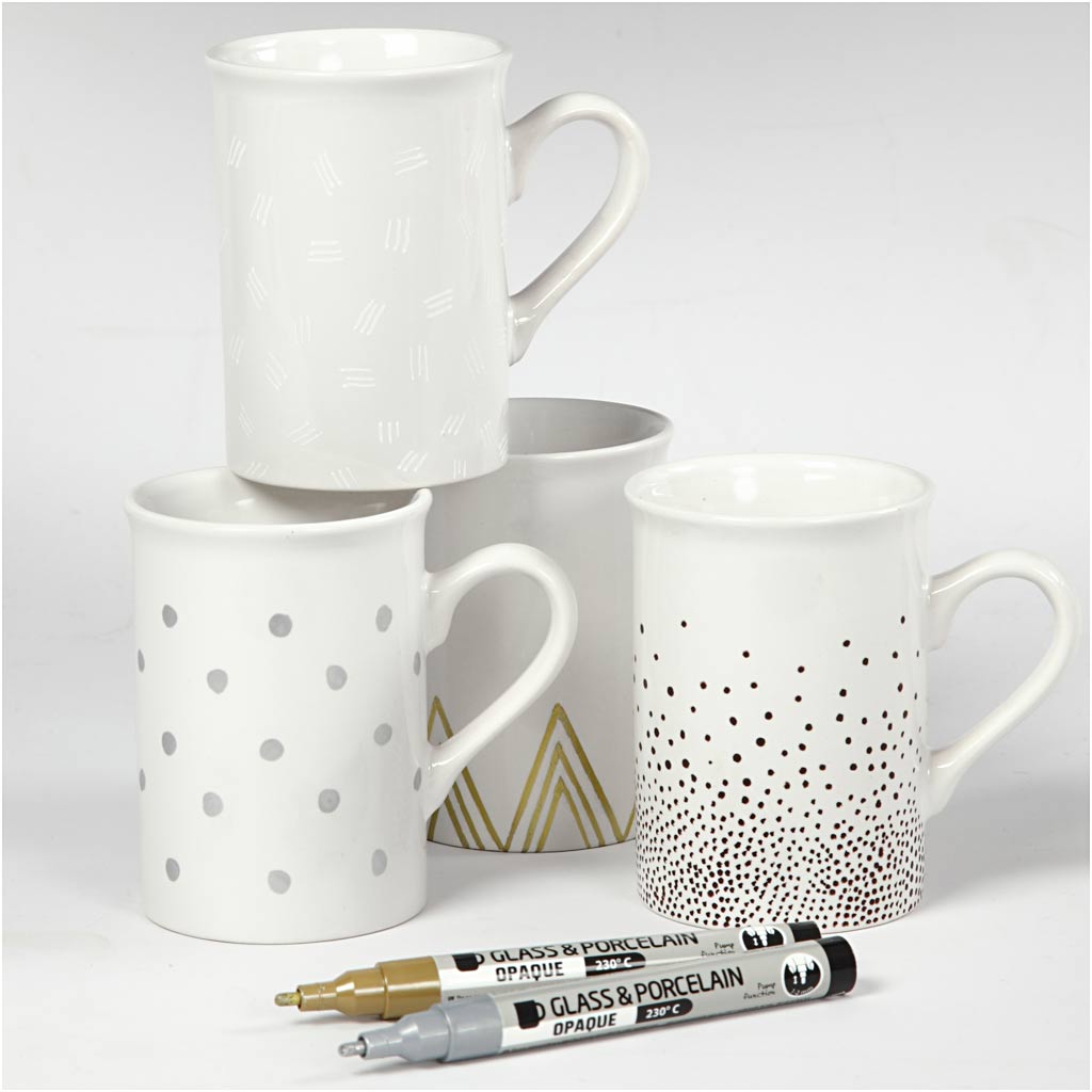 Klaas- ja portselanimarker, joon 1-2 mm, poolpaks, pruun, kuldne, hõbedane, valge, 4 tk/ 1 pakk - Image 6