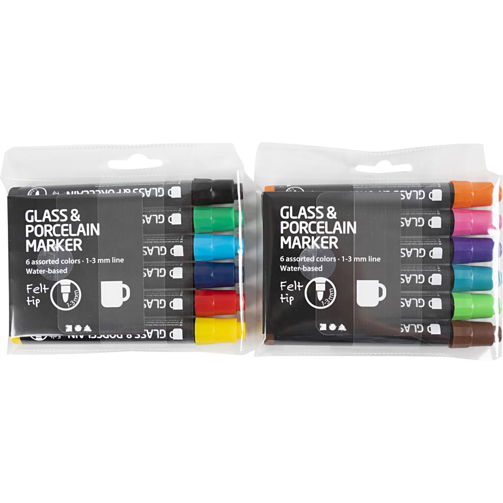 Klaas- ja portselanimarkerid, joon 1-3 mm, pool-läbipaistmatu, 12 tk/ 1 pakk - Image 2