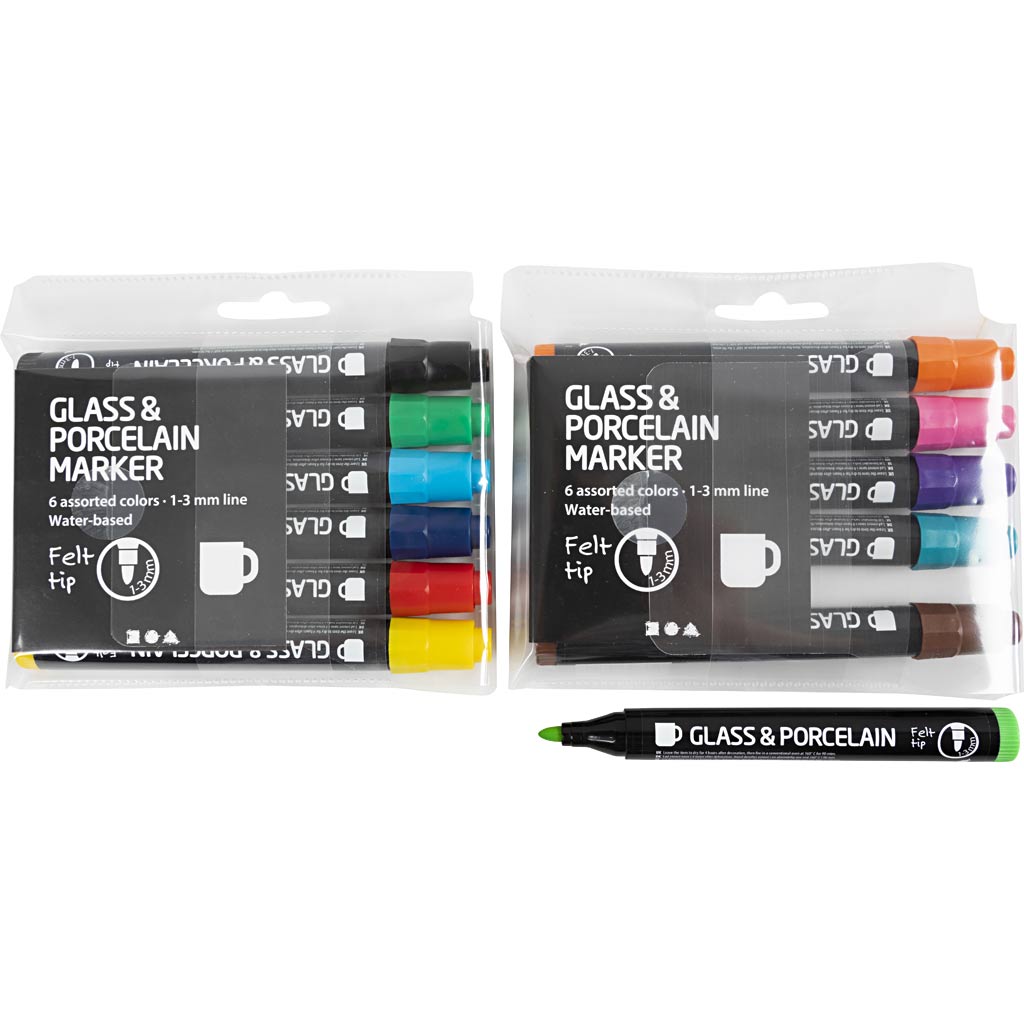 Klaas- ja portselanimarkerid, joon 1-3 mm, pool-läbipaistmatu, 12 tk/ 1 pakk - Image 4