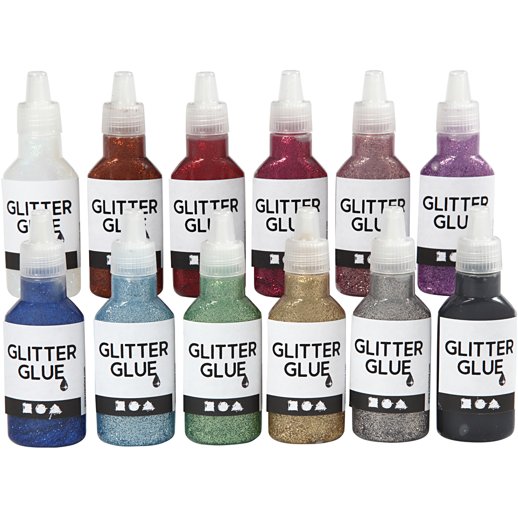 Glitter liim, värvide valik, 12x25 ml/ 1 pakk - Image 2