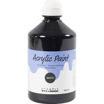 Akrüülvärv matt, must, 500 ml/ 1 pudel