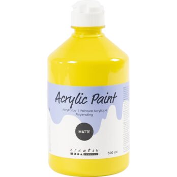 Akrüülvärv matt, primaarkollane, 500 ml/ 1 pudel