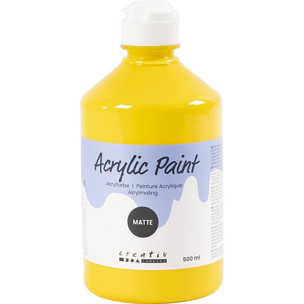 Akrüülvärv matt, kollane, 500 ml/ 1 pudel