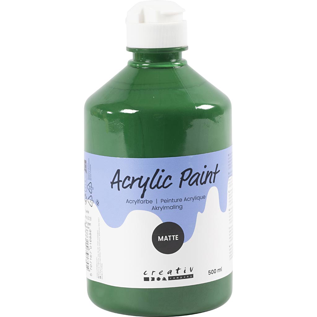 Akrüülvärv matt, tumeroheline, 500 ml/ 1 pudel