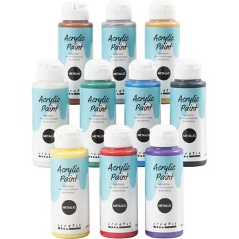 Akrüülvärv metallik, metallik, erinevad värvid, 10x120 ml/ 1 pakk