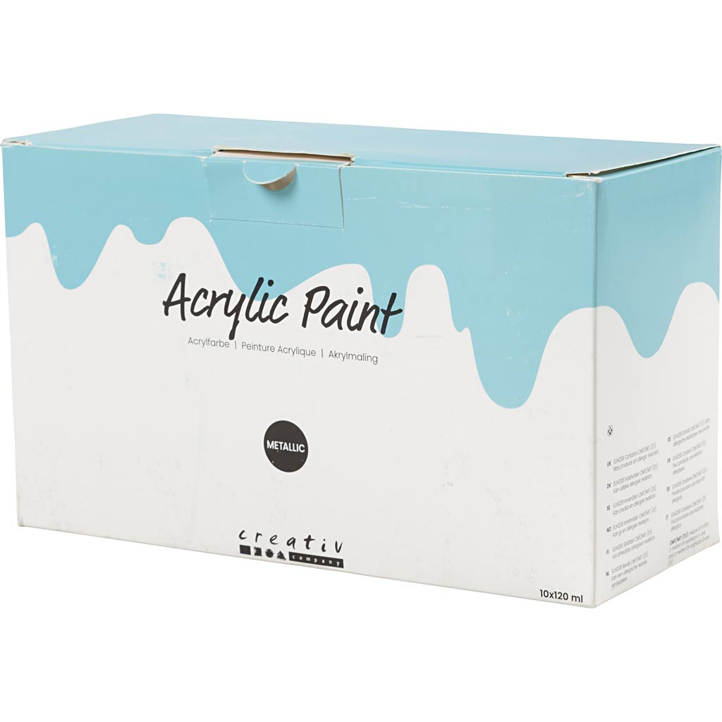 Akrüülvärv metallik, metallik, erinevad värvid, 10x120 ml/ 1 pakk - Image 4