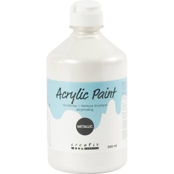 Akrüülvärv metallik, metallik, valge, 500 ml/ 1 pudel