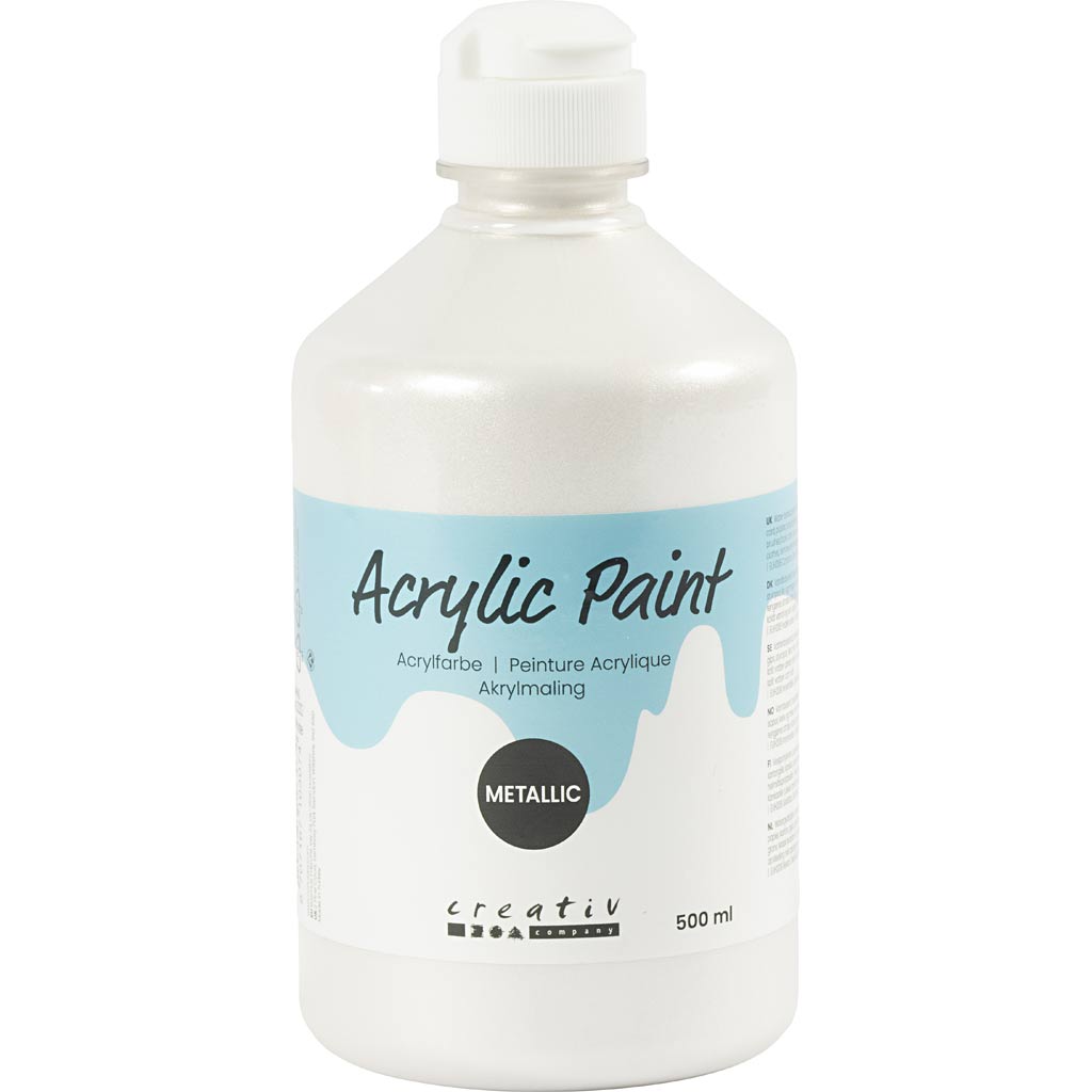 Akrüülvärv metallik, metallik, valge, 500 ml/ 1 pudel