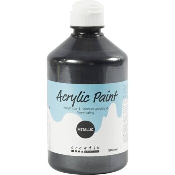 Akrüülvärv metallik, metallik, must, 500 ml/ 1 pudel
