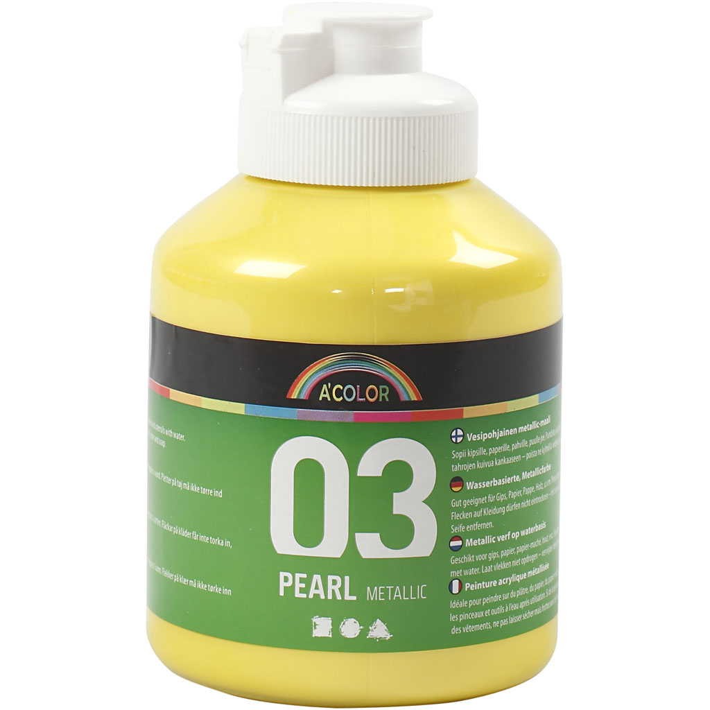 Akrüülvärv metallik, metallik, kollane, 500 ml/ 1 pudel