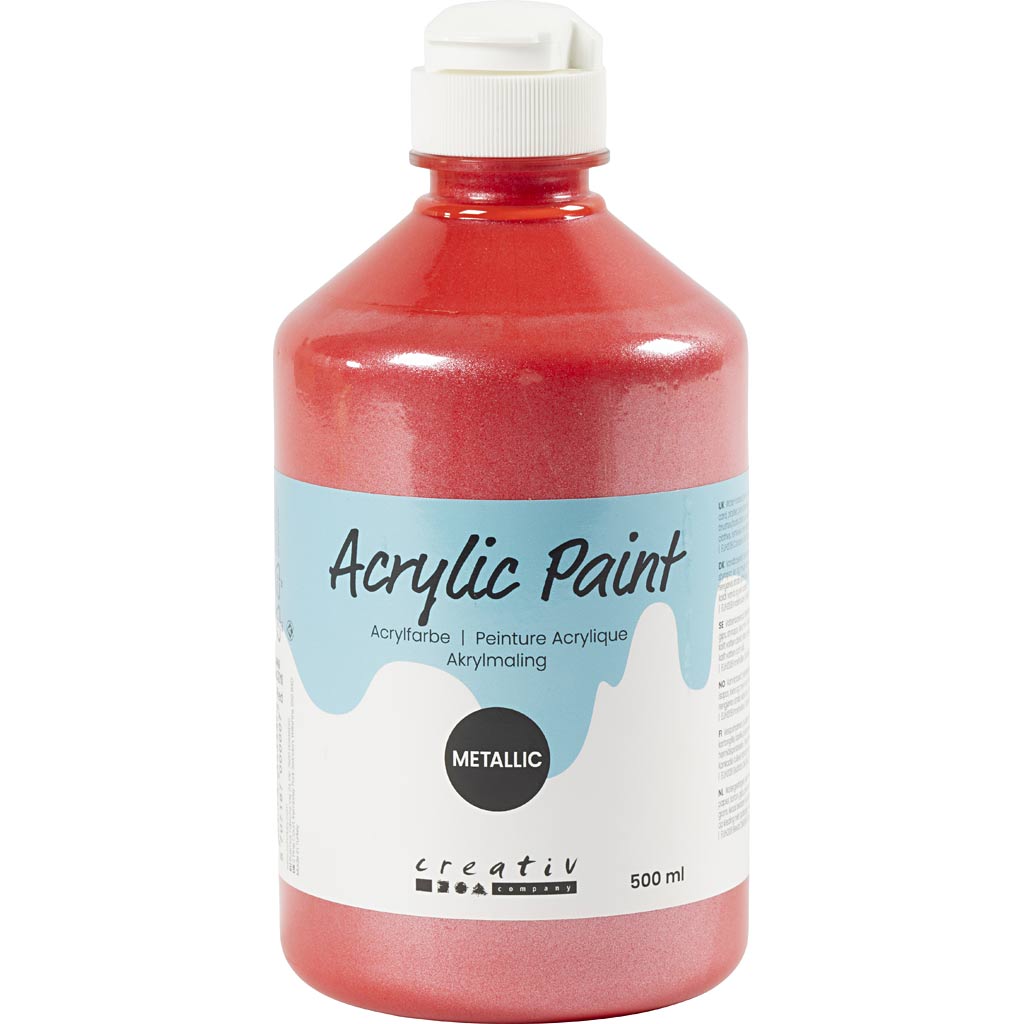 Akrüülvärv metallik, metallik, punane, 500 ml/ 1 pudel