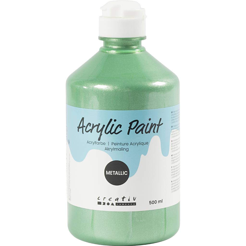 Akrüülvärv metallik, metallik, heleroheline, 500 ml/ 1 pudel