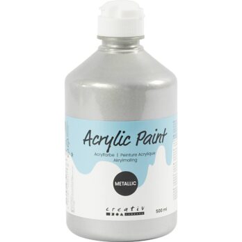 Akrüülvärv metallik, metalne, hõbedane, 500 ml/ 1 pudel
