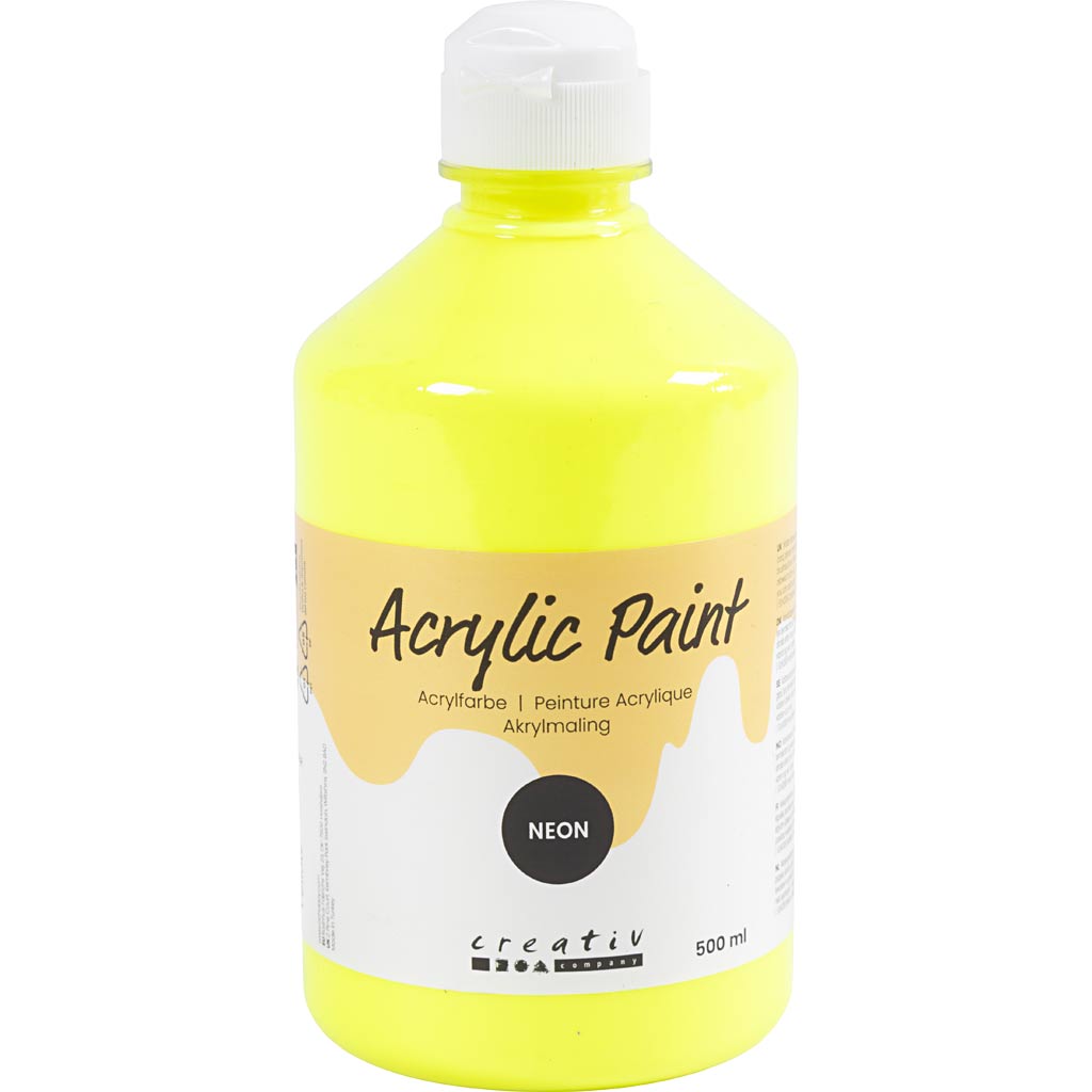 Akrüülvärv Neon, neoonkollane, 500 ml/ 1 pudel