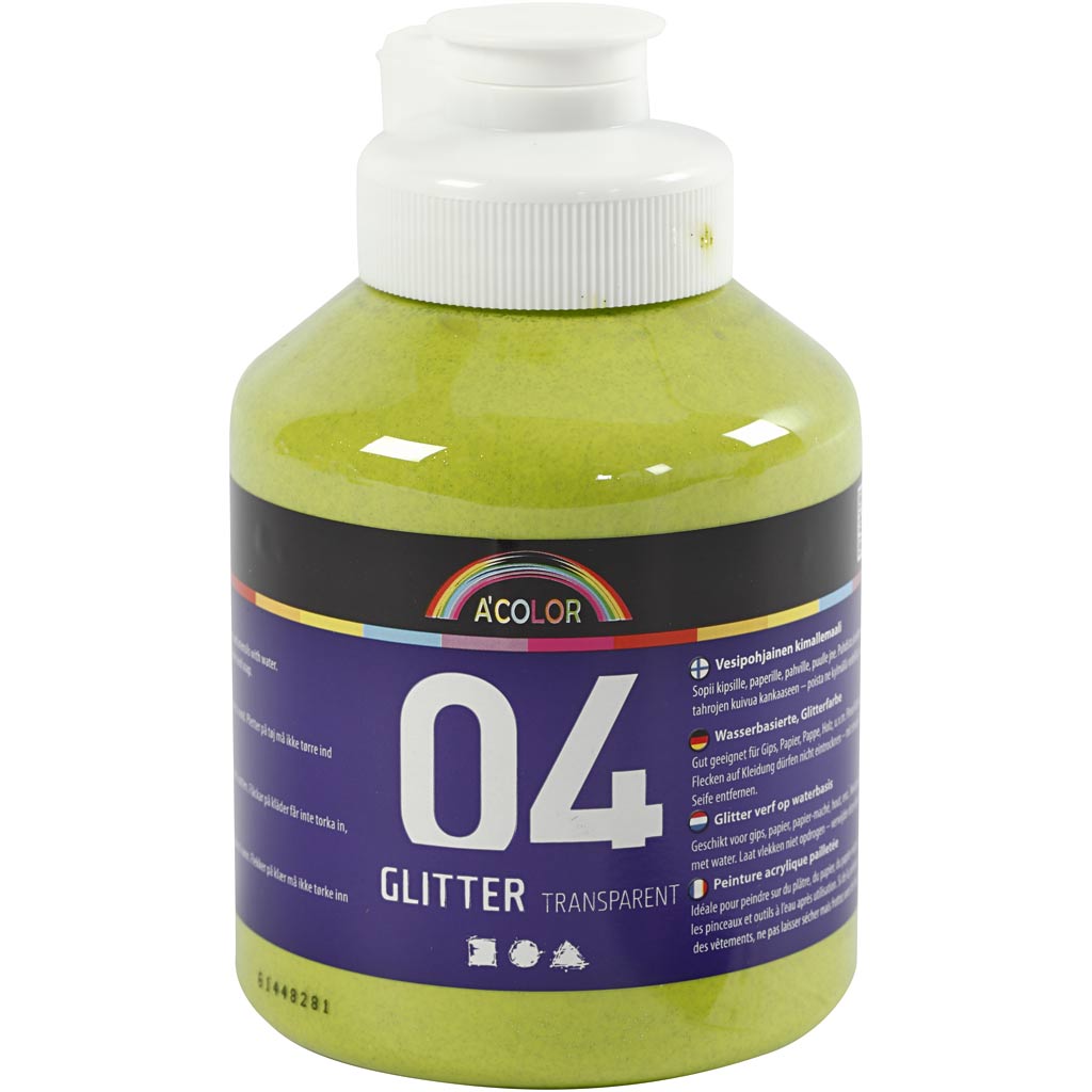 Glitter akrüülvärv, laimiroheline, 500 ml/ 1 pudel
