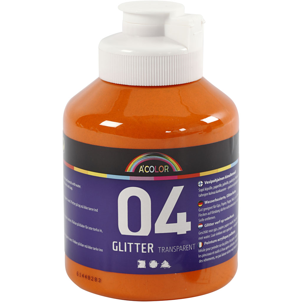 Glitter akrüülvärv, oranž, 500 ml/ 1 pudel