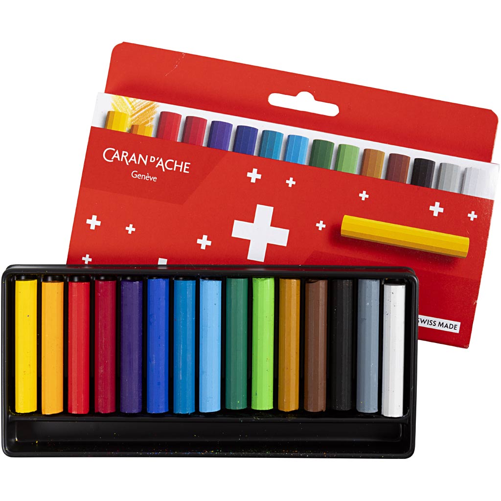 CARAN D'ACHE Neocolor I värvipliiatsid, Junior, L: 5 cm, paksus 8,5 mm, värvide valik, 15 tk/ 1 pakk