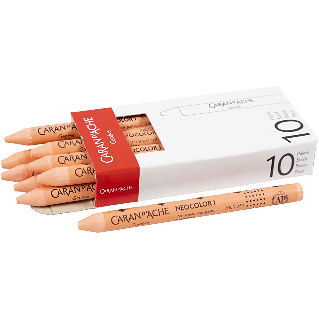 CARAN D'ACHE Neocolor I värvipliiatsid, L: 10 cm, paksus 8,5 mm, lõhe (051), 10 tk/ 1 pakk