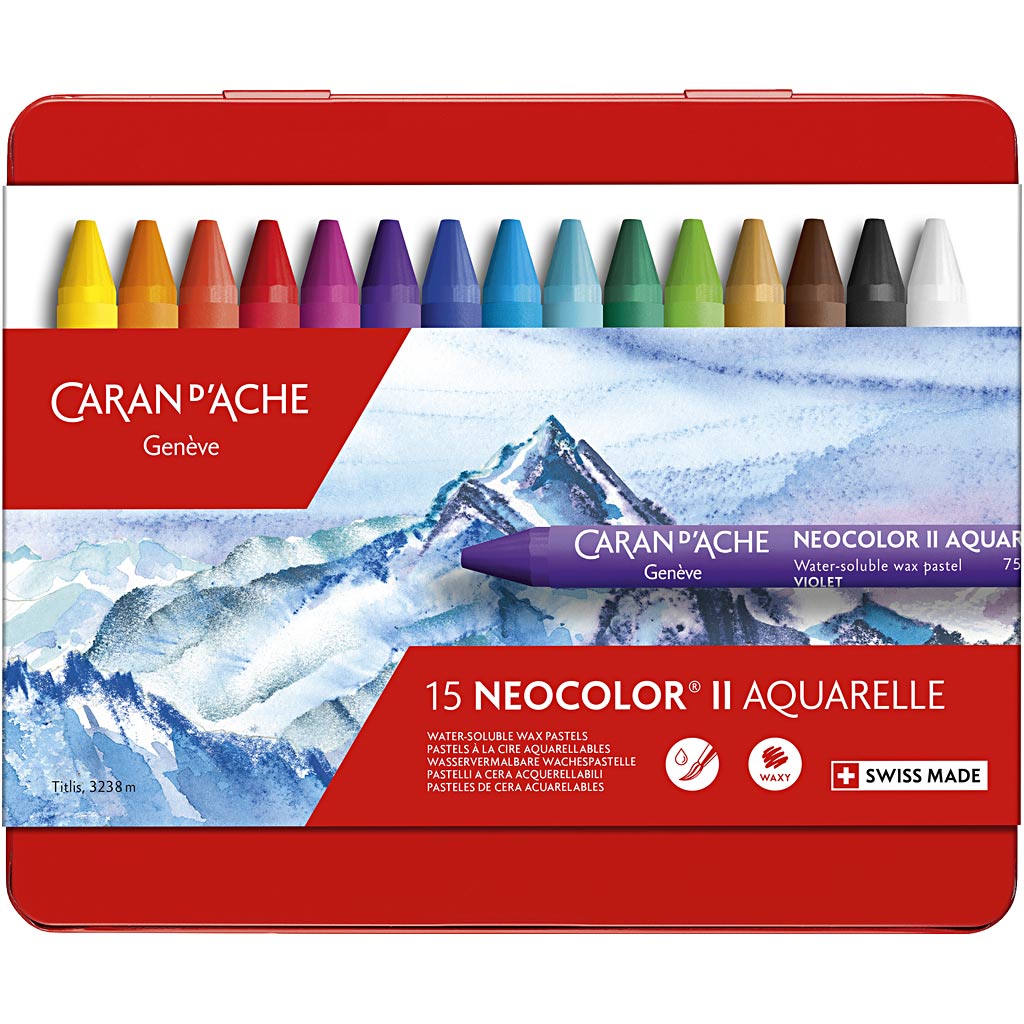 CARAN D'ACHE Neocolor II, L: 10 cm, paksus 8,5 mm, erinevad värvid, 15 tk/ 1 pakk - Image 2