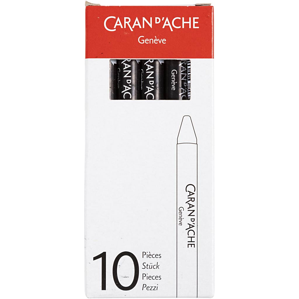CARAN D'ACHE Neocolor II, L: 10 cm, paksus 8,5 mm, must (009), 10 tk/ 1 pakend. - Image 2
