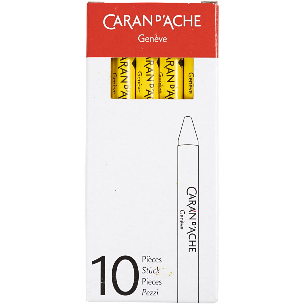 CARAN D'ACHE Neocolor II, L: 10 cm, paksus 8,5 mm, kollane (010), 10 tk/ 1 pakk - Image 2