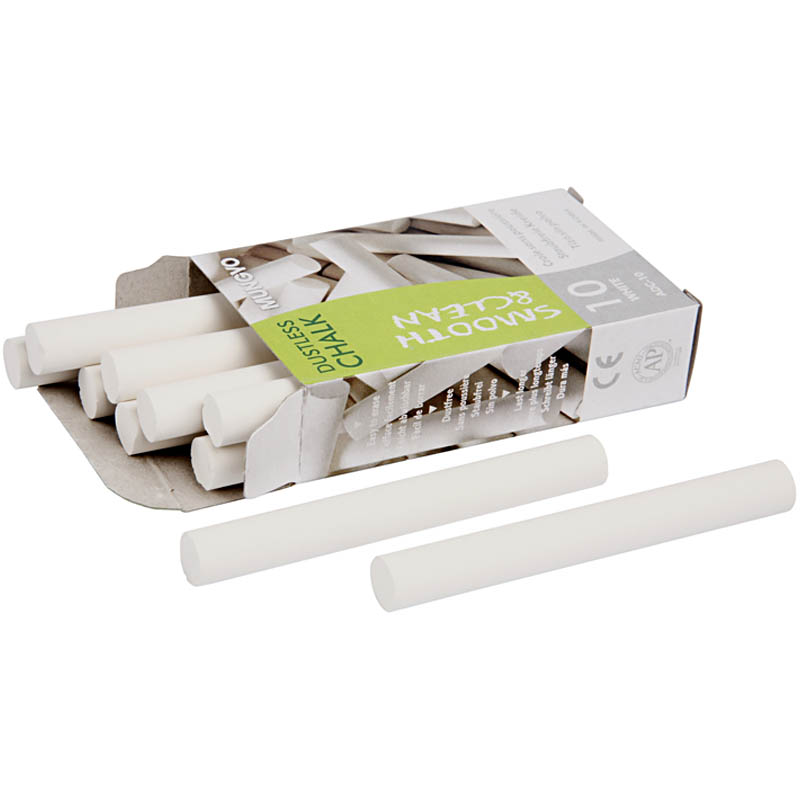 Tahvlikriit, L: 8 cm, diameeter. 10 mm, valge, 10x10 tk/ 1 pakk