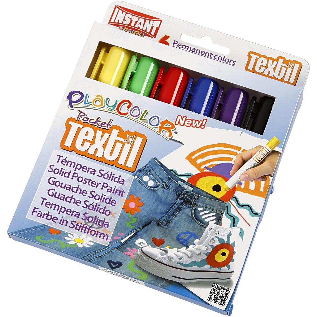 Playcolor tekstiilmarker, L: 14 cm, erinevad värvid, 5 g, 6 tk/ 1 pakk - Image 3