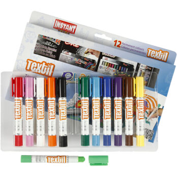 Playcolor tekstiilmarker, L: 14 cm, erinevad värvid, 5 g, 12 tk/ 1 pakk