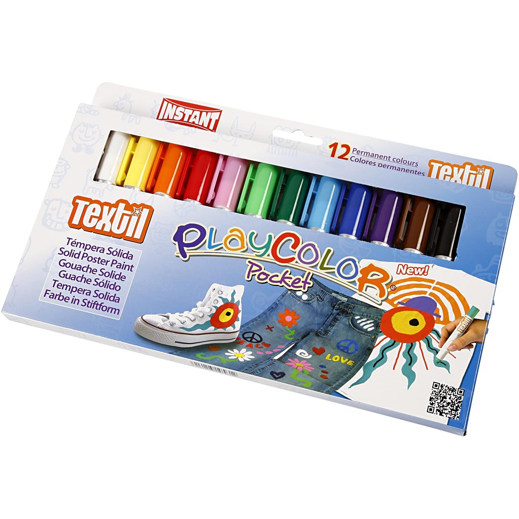 Playcolor tekstiilmarker, L: 14 cm, erinevad värvid, 5 g, 12 tk/ 1 pakk - Image 3