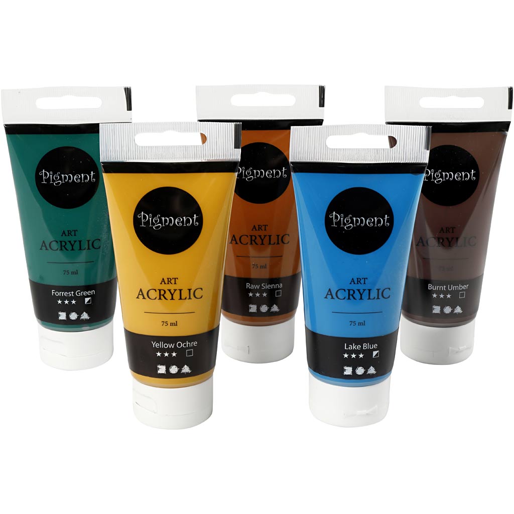 Art Acrylic, naturaalsed värvid, poolläikiv, värvide valik, 5x75 ml/ 1 pakk