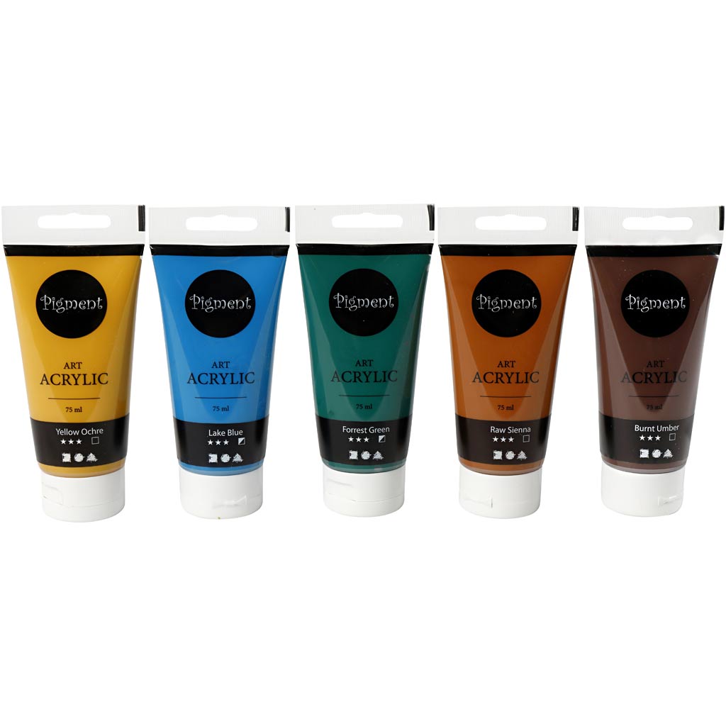 Art Acrylic, naturaalsed värvid, poolläikiv, värvide valik, 5x75 ml/ 1 pakk - Image 4