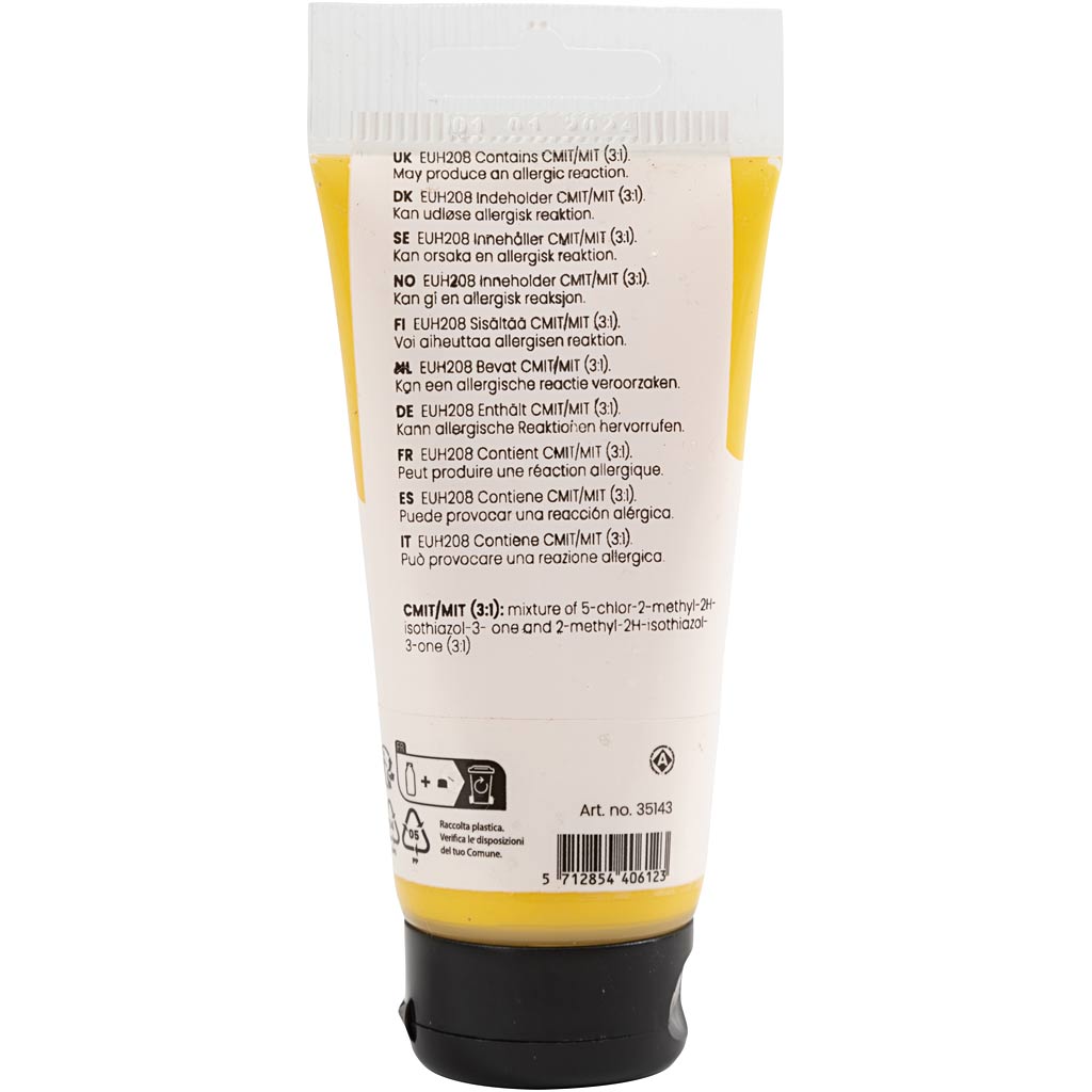 Art Acrylic, pool-läikiv, pool-läbipaistev, primaarkollane, 75 ml/ 1 pudel - Image 2